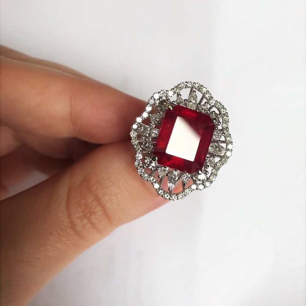 SOLD 14K Gold 9.64tcw. Ruby and Diamond Ring - Picture 7 of 17